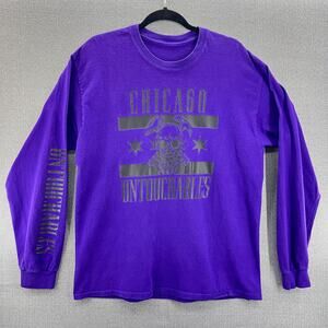 Bearded Villains Chicago Untouchables Mens Purple Long Sleeve Crew Neck Shirt XL